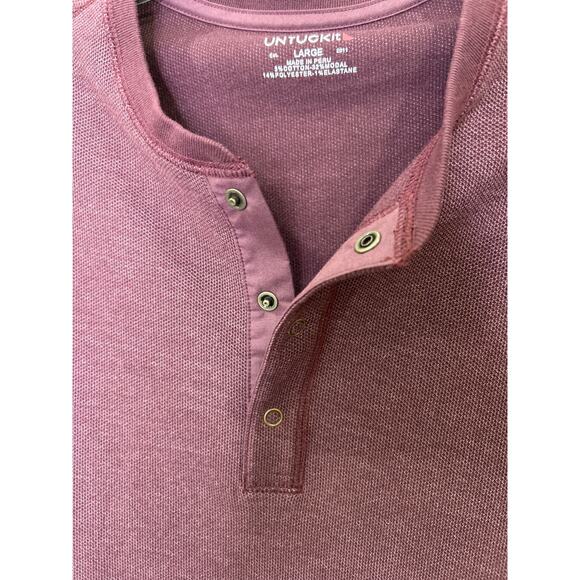 UNTUCKit Mens Purple Cotton Modal 1/4 Snap Front Henley Long Sleeve Shirt - Picture 3 of 7